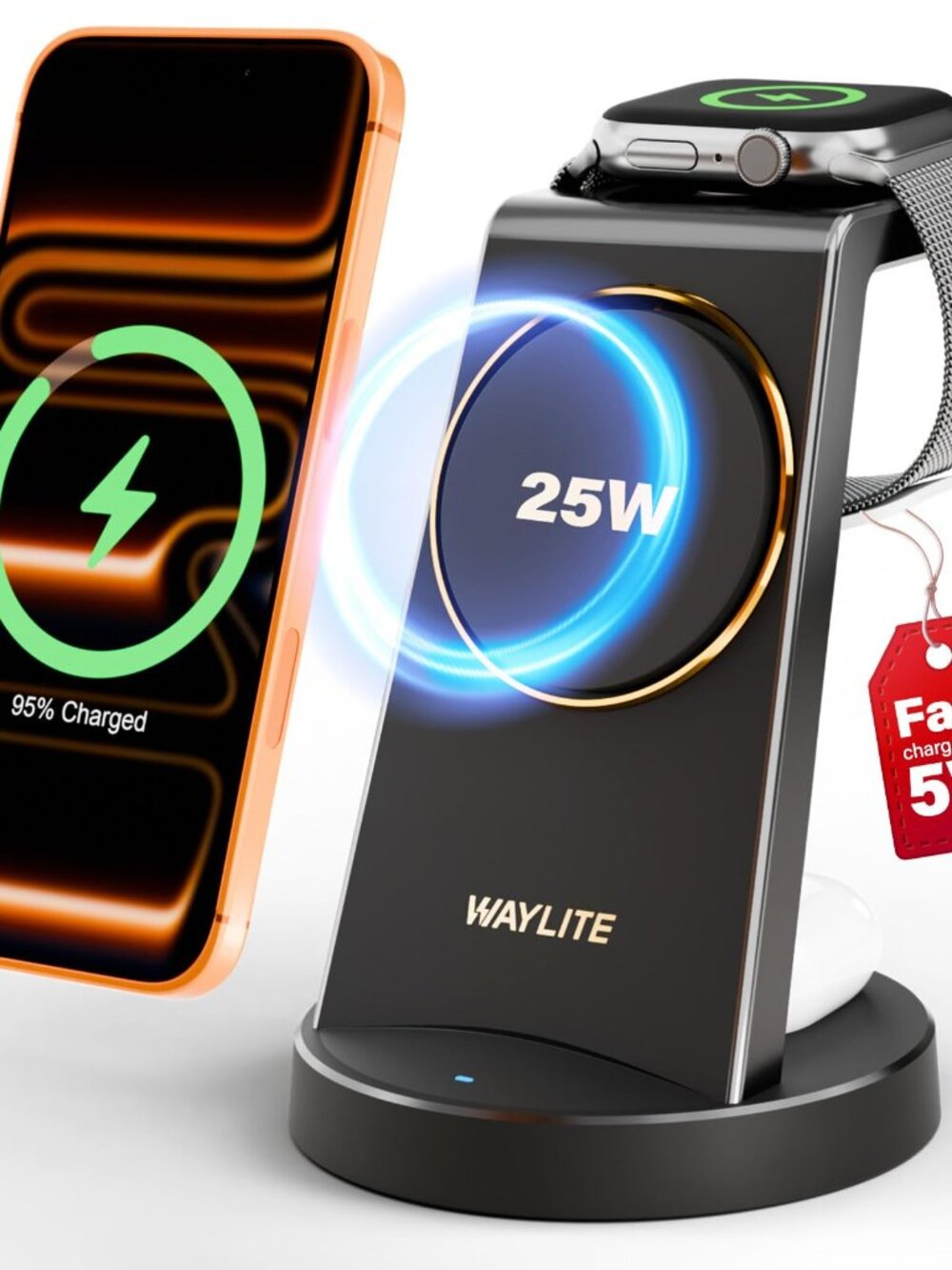 NEW 3 in 1 Fast Charging Station for iPhone 25W Wireless Magnetic Phone Charger